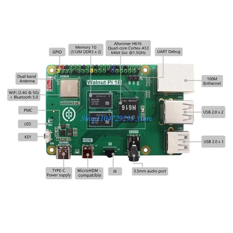 

Y2GD For WalnutPi 1B H616 1GB WiFi Development Board Programming Alternative