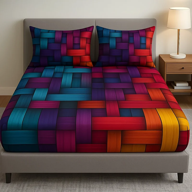Geometric Weave Bedding 1Set Silky Soft Skin Friendly for Master Guest Room Adults All Seasons Summer