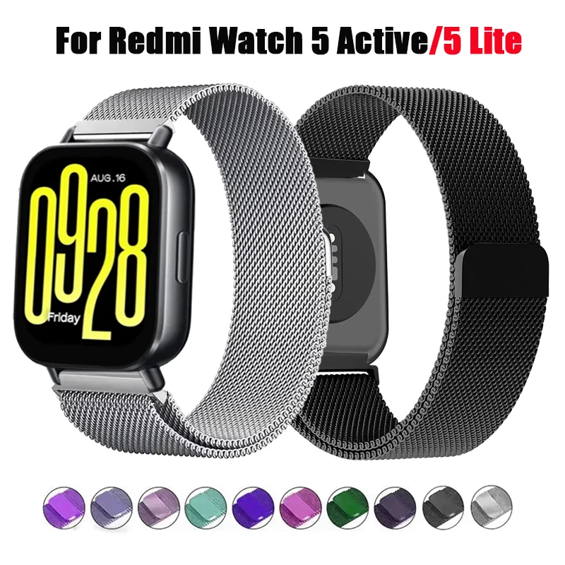 22 mm Milanaise-Metallschlaufenarmband für Redmi Watch 5 Active/Lite Edelstahlarmband für Redmi Watch 5 Lite magnetisches Uhrenarmband