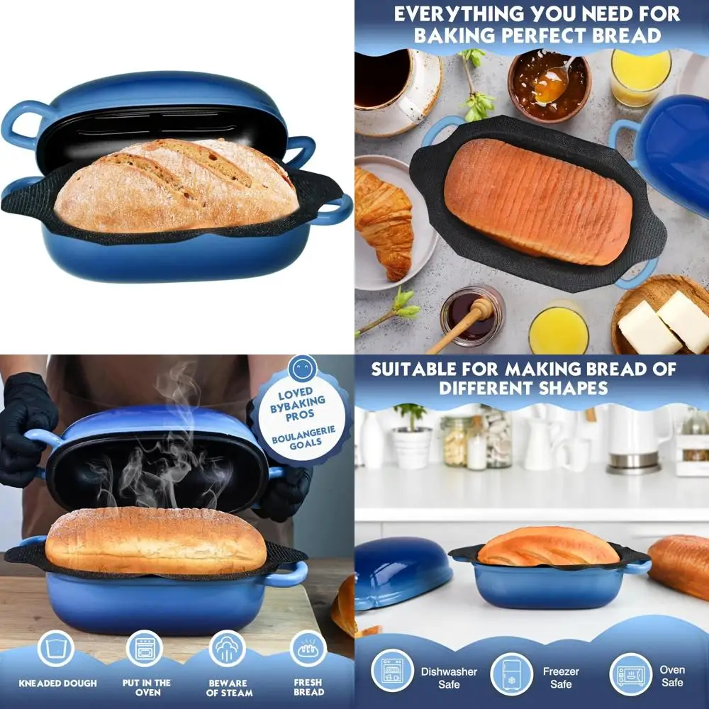 

Cast Iron Bread Pan with Non-Stick Silicone Liner for Homemade 2.5 Quart Bread Baking