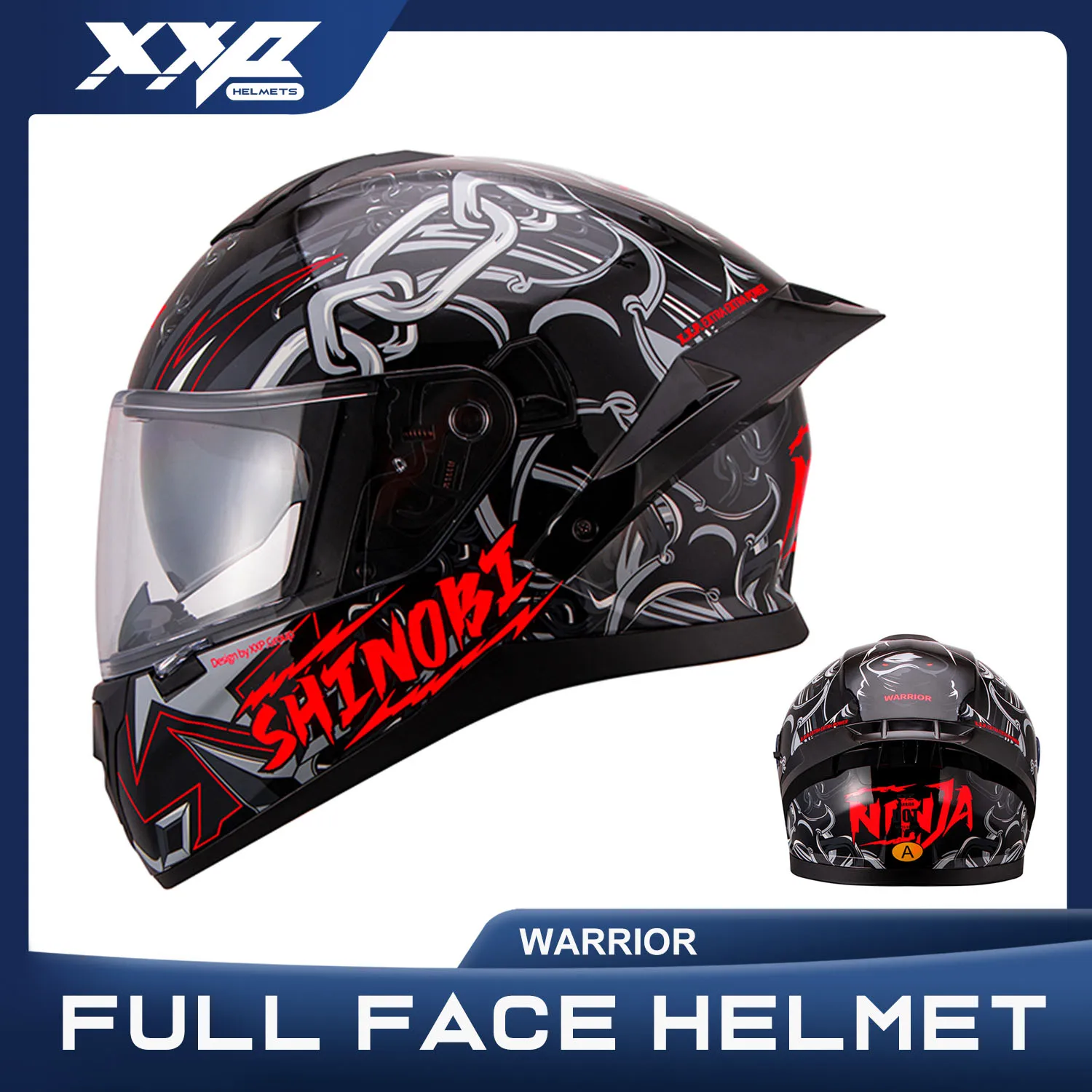 

XXP Motorcycle Helmets WARRIOR Full Face Unisex Dual Lens Sun Visor Motocross Motor Helmet ABS Shell Matt/Gloss Options DOT 3C