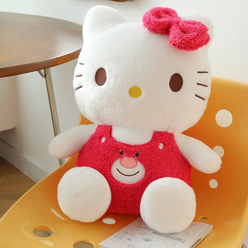 Sanrio Hello Kitty Doll para crianças, urso morango, brinquedo de pelúcia grande, decoração do quarto da menina, travesseiro, presente bonito dos desenhos animados, 35 cm, 50 cm, 60cm