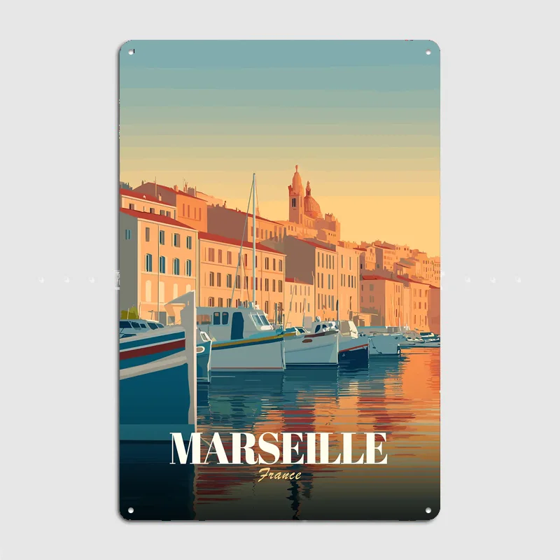 Marseille France Travel Poster Metal Sign Room Decor Life Wall Custom Bedroom Indoor Home Wall Decor Posters Room Decoration