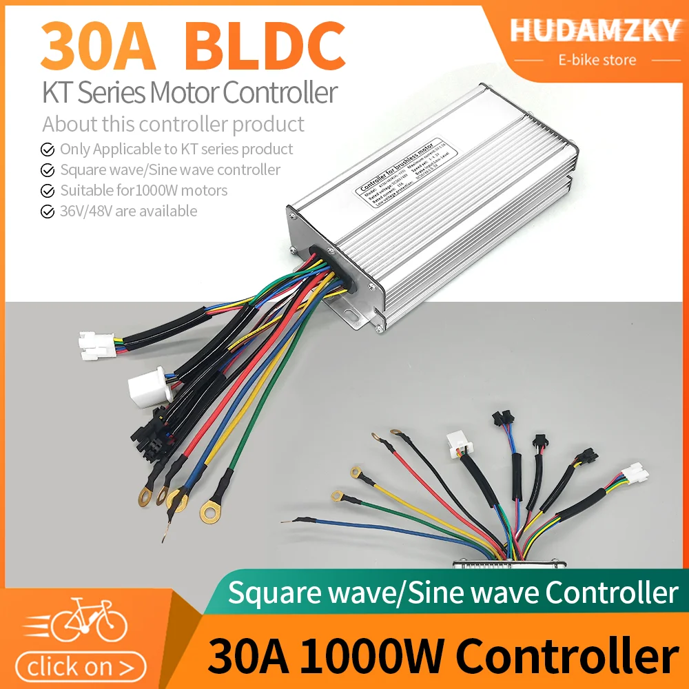 KUNTENG Electric Bicycle Controller Voltage 36V/48V SM Connector Brushless 30A 1000W Ebike Conversion Kit Accessories