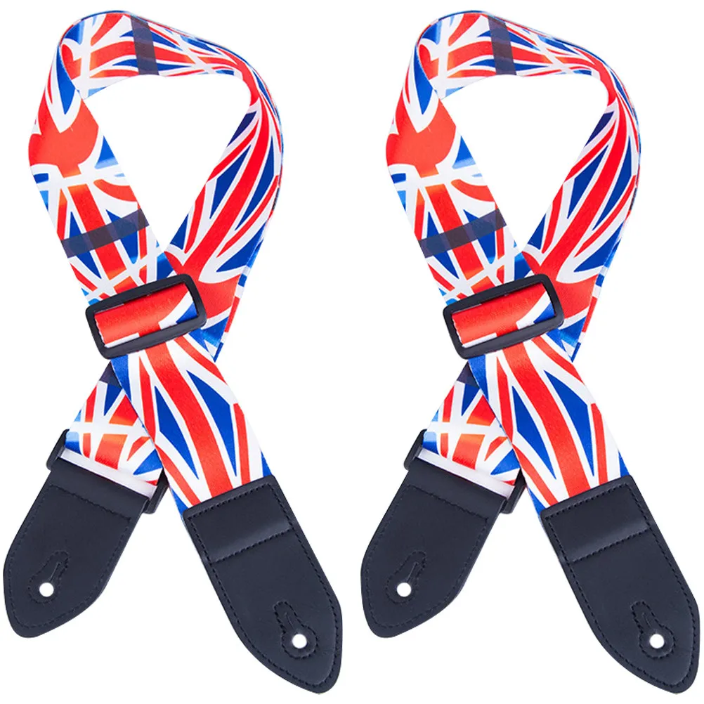 2Pcs Guitar Strap Classic Union Flag Widened Adjustable Shoulder Strap Comfortable Durable for Bass Guitar Ukulele Performance