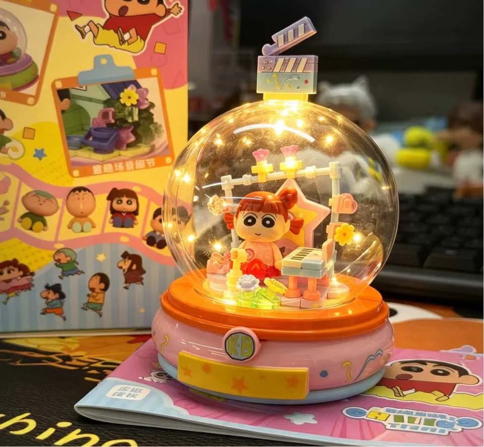 

Wonder Moon Crayon Shinchan Building Blocks Blind Box Diy Assembled Crystal Ball Desktop Decor Ornament Creative Collection Toy