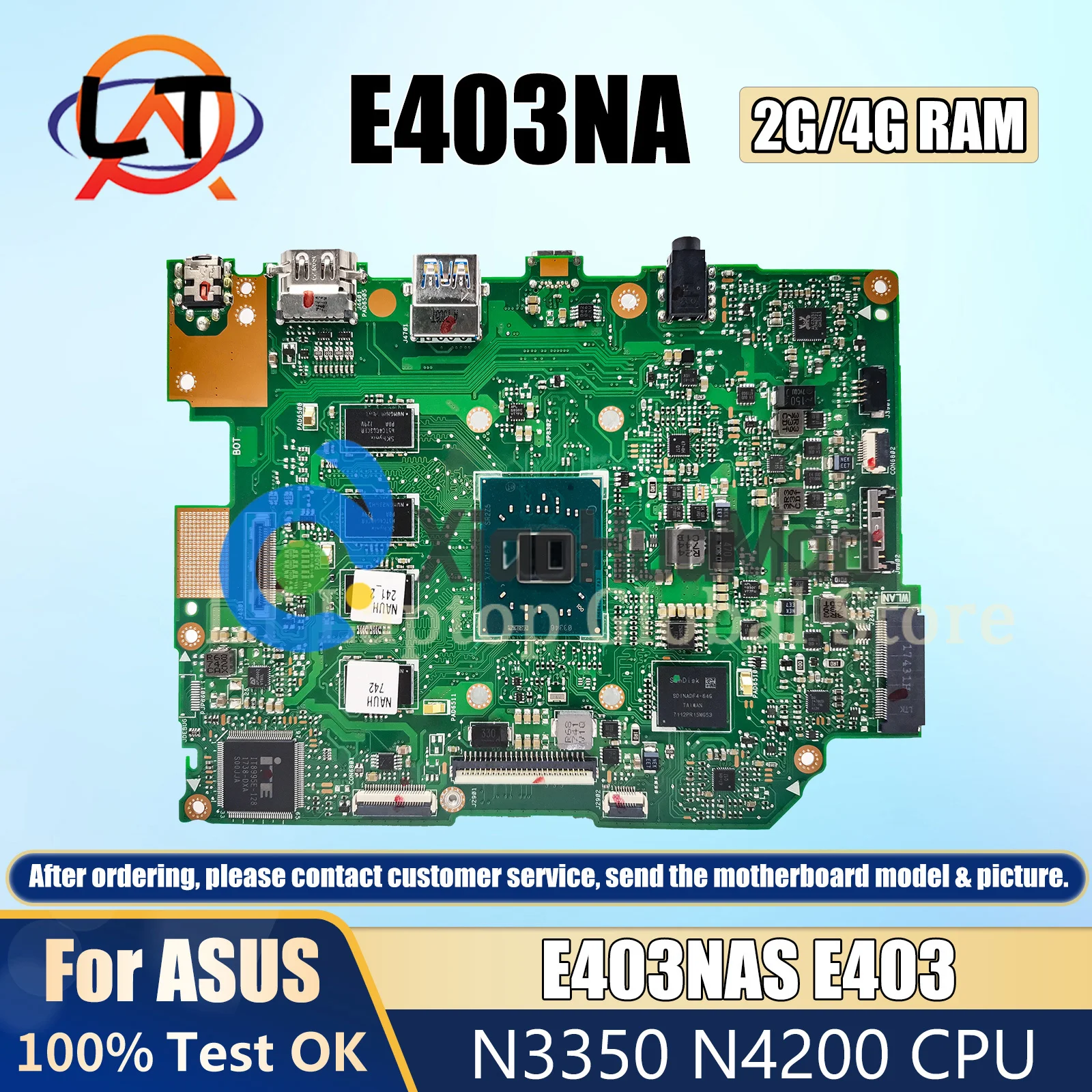 

E403N Laptop Motherboard For ASUS E403 E403NA E403NAS Mainboard CPU N3350 N4200 2G/4G-RAM 32G/64G-SSD 100% Work