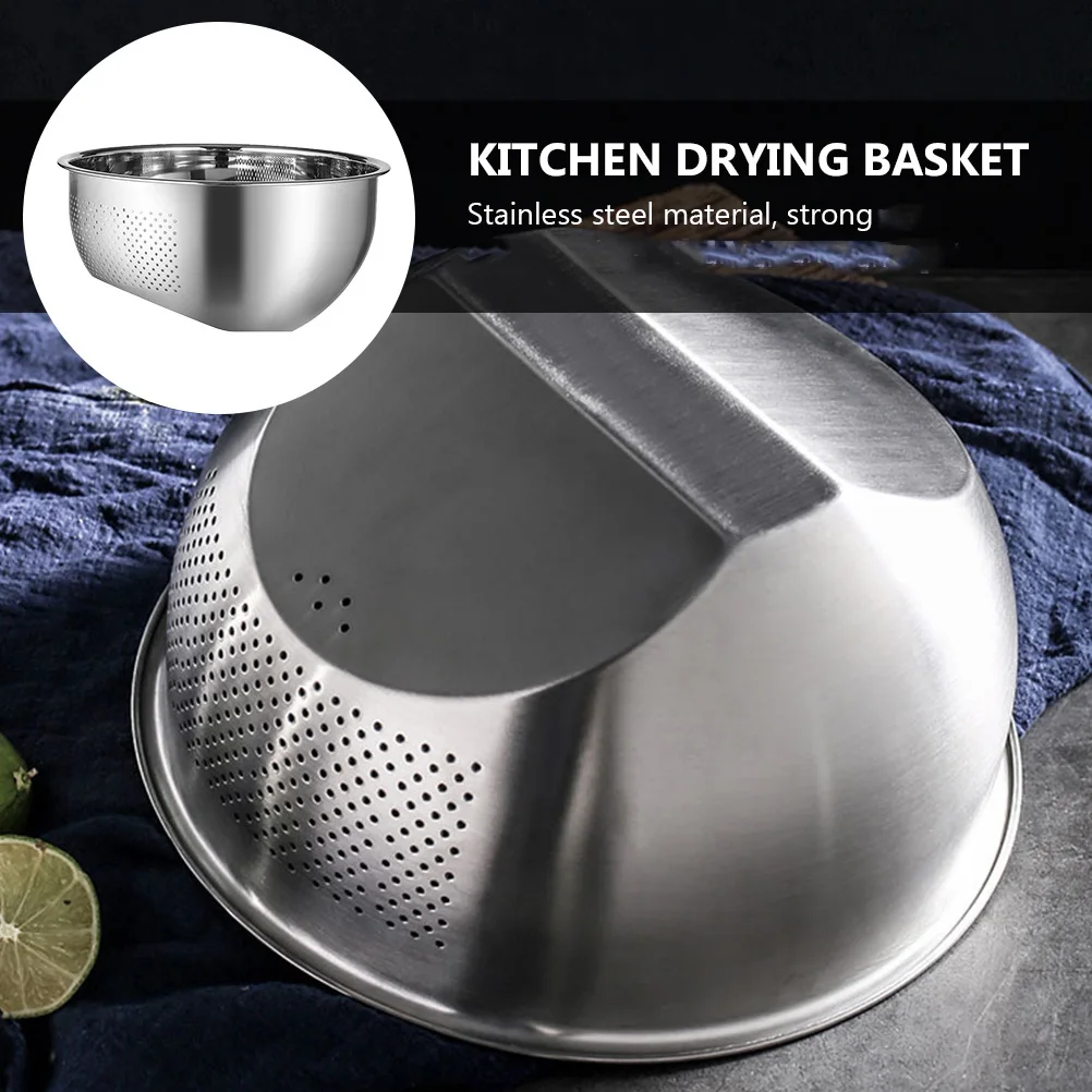 

1Pcs Stainless Steel Drain Basket Sink Colander Vegetable Basin Inclined Bottom Design Rice Washing Drainer Holder Stable Fast