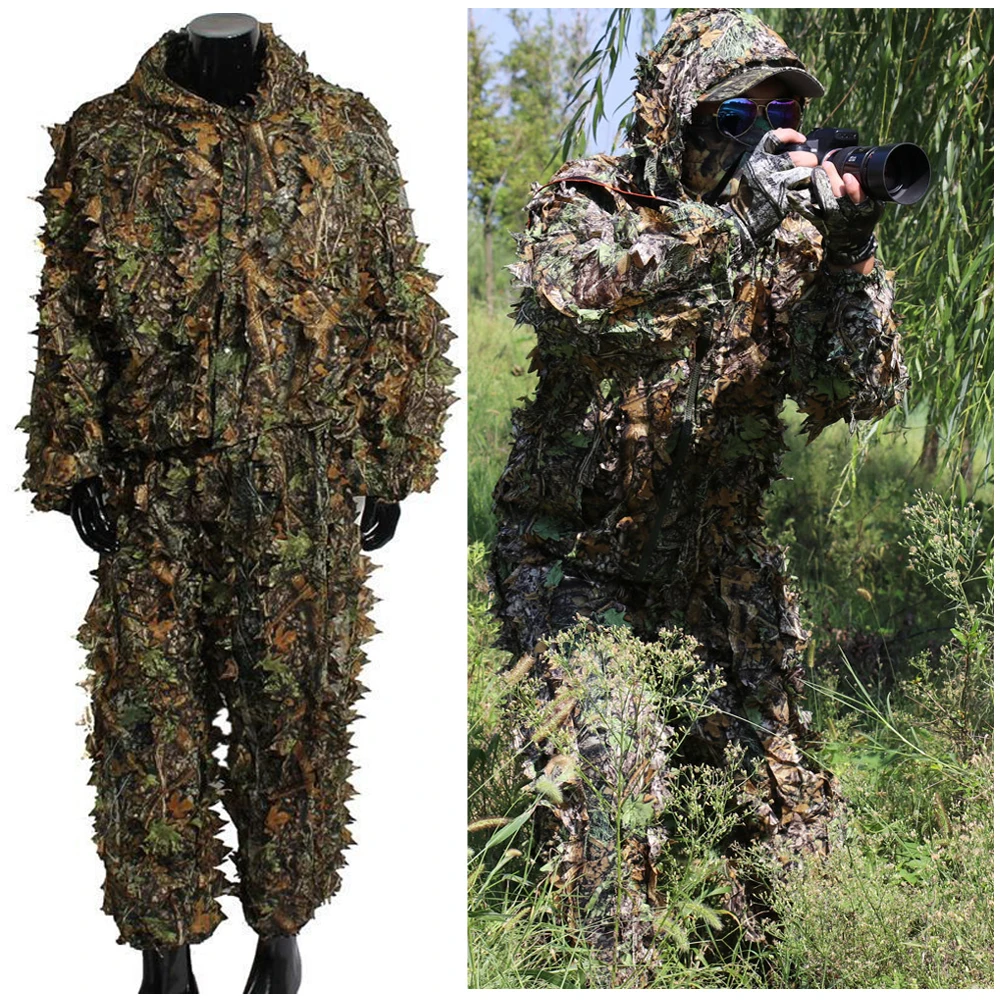 

Men Women Kids Ghillie Suit Hunter Camouflage Clothes robe hunting clothes gilly suit Jungle Leave Clothing Hunting Suit