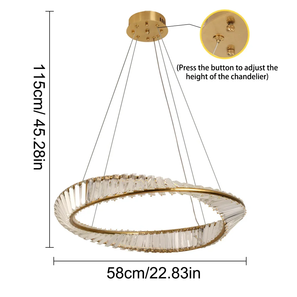Moderne hanglamp kristallen led-plafondlamp gouden kroonluchter Möbius stripglans luxe woonkamer eetkamer home decor armatuur