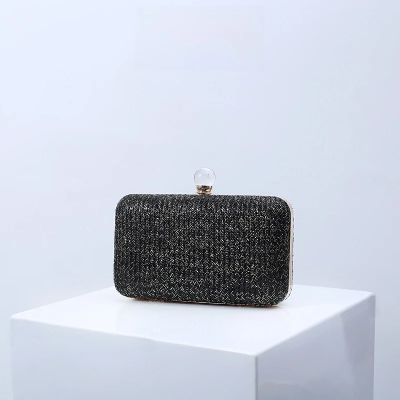 

Creative Summer Handwoven St Material Women's Handbag Faionable Multicolor Evening Bag Water Ripple Pattern Clutch Bag