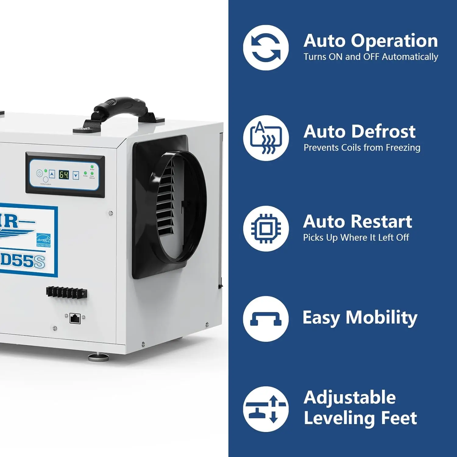 Crawl Space Dehumidifiers 120 PPD Moisture Removal, Crawlspace Dehumidifiers Commercial Dehumidifier for Basement, Auto