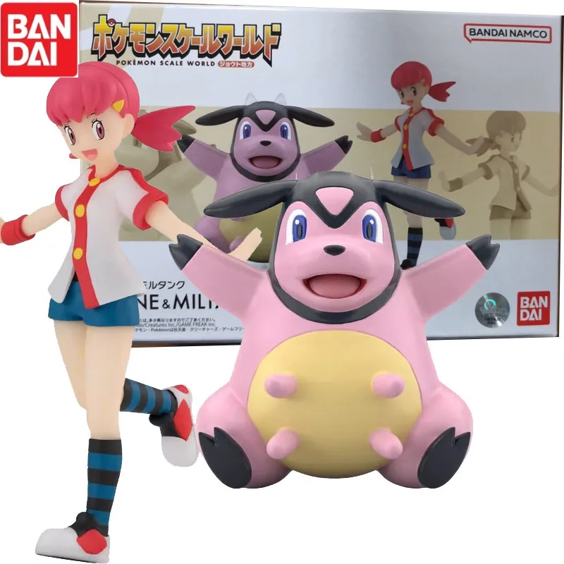 

Bandai Original Pokemon AKANE& MILTANK Pokemon Scale World Johto Region Anime Action Figures Toys for Kids Gifts