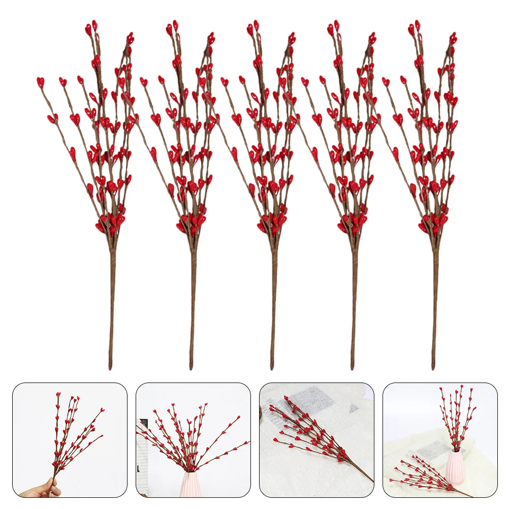 

5 Pcs Berries Artificial Berry Branch Stems Fake Branches Decorate Christmas Red Picks