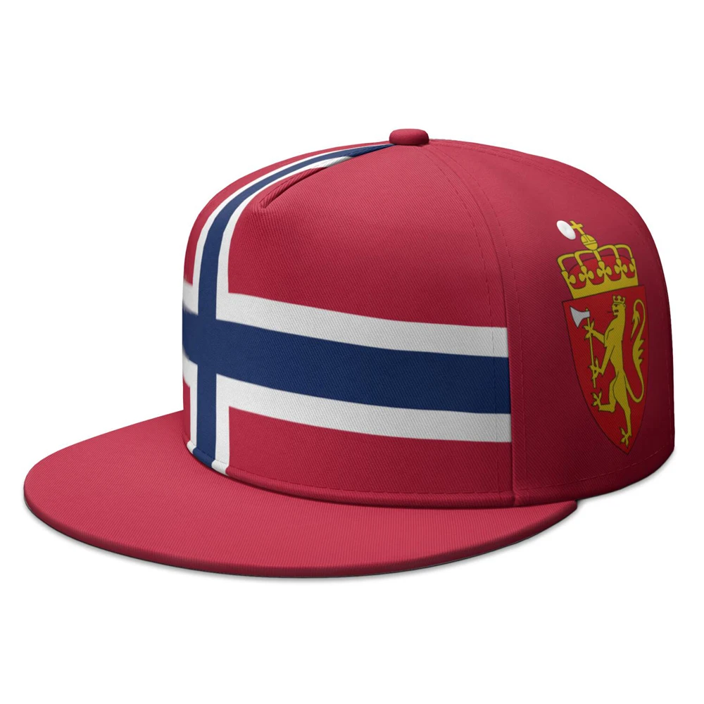 Norway Flat Brimmed Cap Custom Made Name Team Logo Hip-hop Hat Country Travel Norge Norwegian Nation Kingdom Flags Headgear