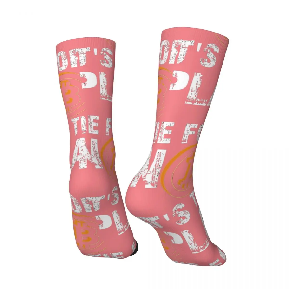 Retro It's Time For Plan B Crazy Men's compression Socks Unisex Bitcion Sign Art Satoshi Nakamoto Harajuku Printed   Crew Sock