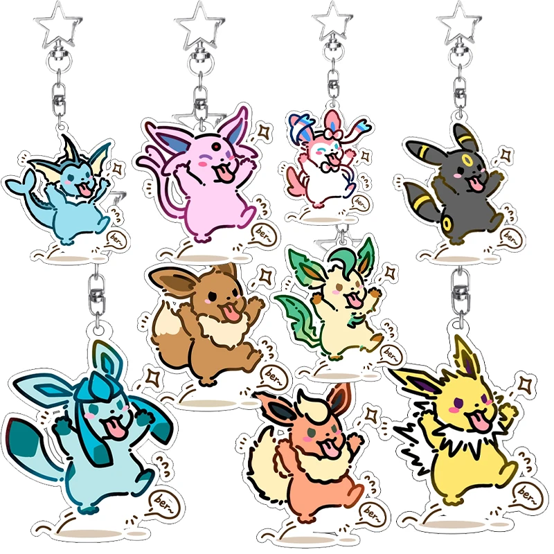 

Cute Funny Espeon Sylveon Vaporeon Leafeon Sylveon Glaceon Flareon Eevee Acrylic Keychain Kawaii Cartoon Charm Pendant Gifts Toy