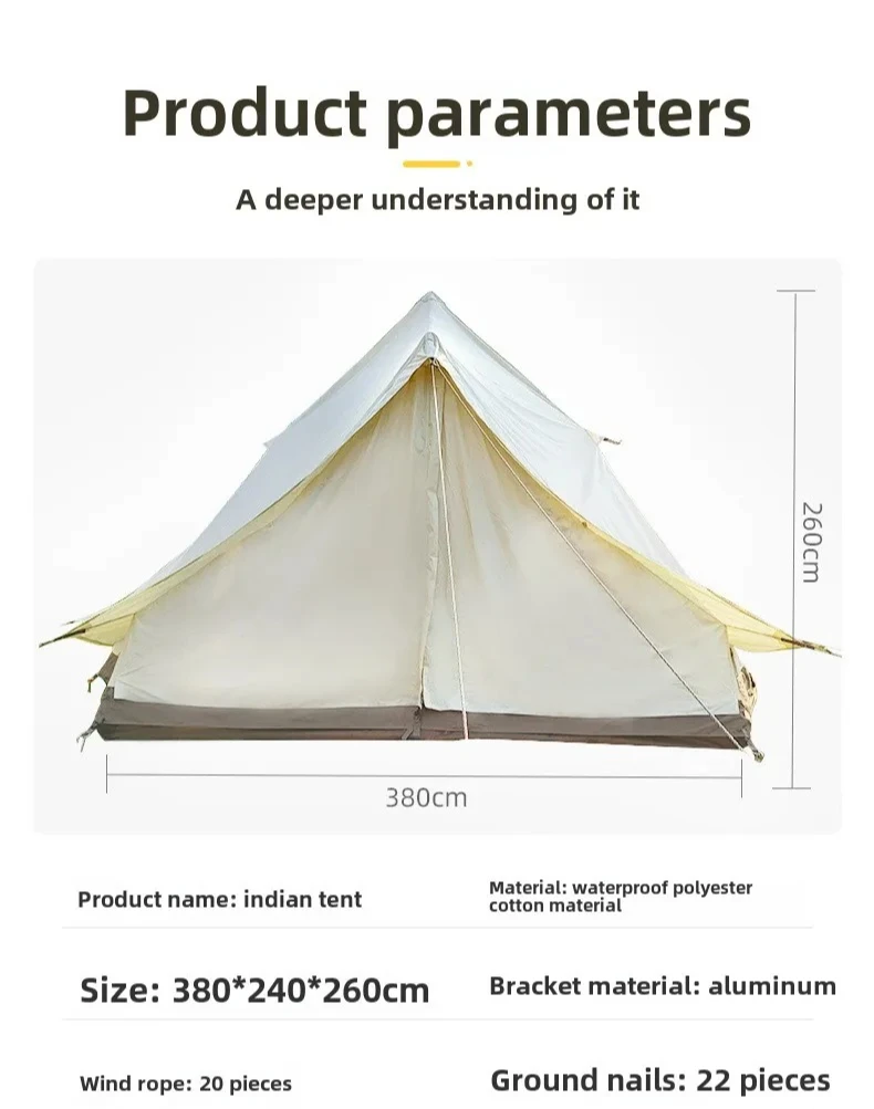 Polyester cotton outdoor camping camping large space camp pyramid tent