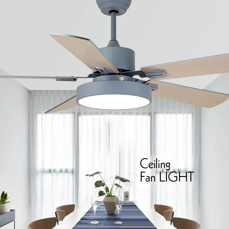 Modern Industrial Ceiling Fan Light with LED Light Kit and Remote Control Quiet Energy Saving/Decoration Fan 42/52 inch