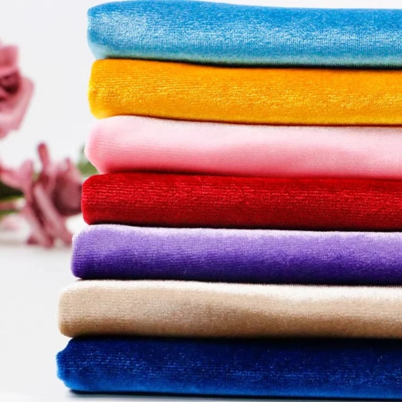 Multicolor Premium Korean Gold Velvet Fabric - Elastic for Formal Gowns, Wedding Decor, Curtains, Sofa Covers & DIY