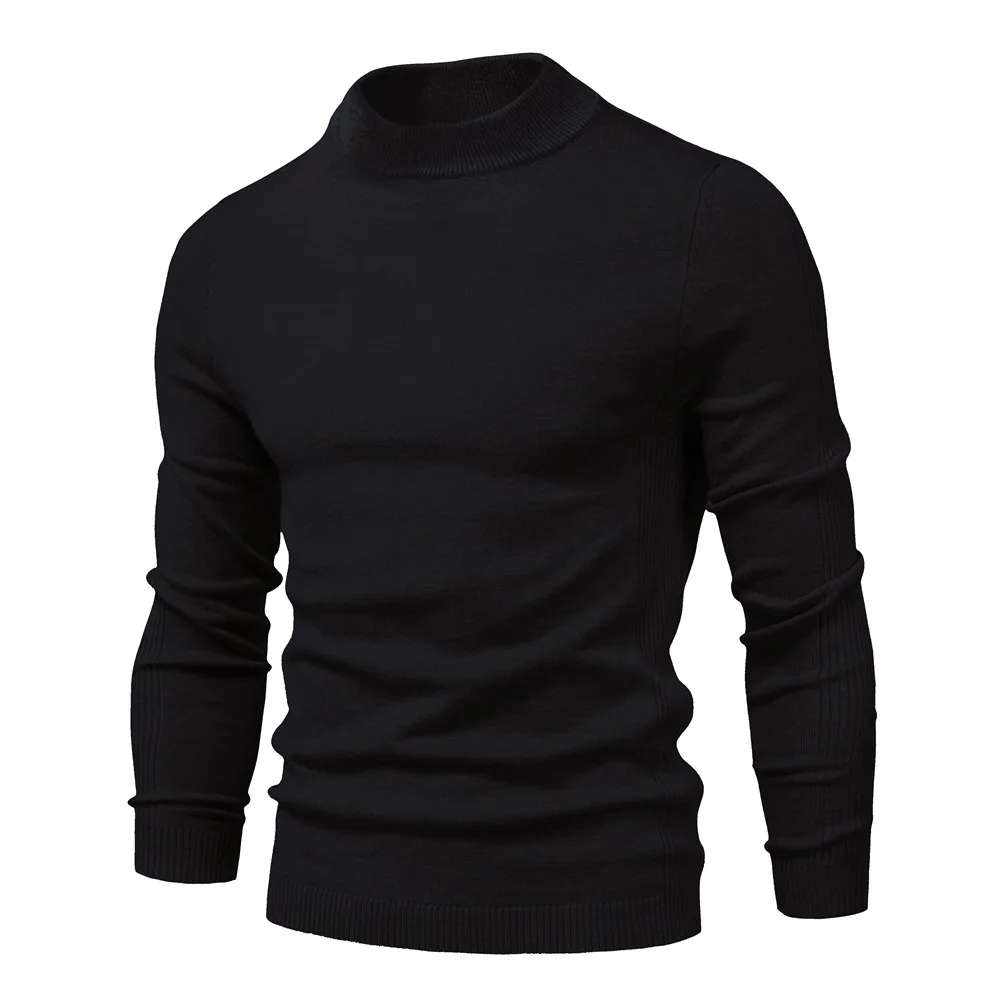 2024 New Autumn and Winter Basic Thickened Warm Sweater Men\'s Mid-collar Slim Men\'s Sweater Men\'s Classic Sweater