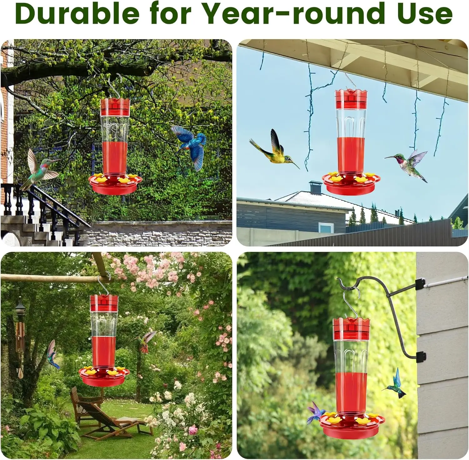 

Outdoor Hanging Wild Bird Feeder Attracting More Hummingbirds And Other Birds to Your Garden for Courtyard
