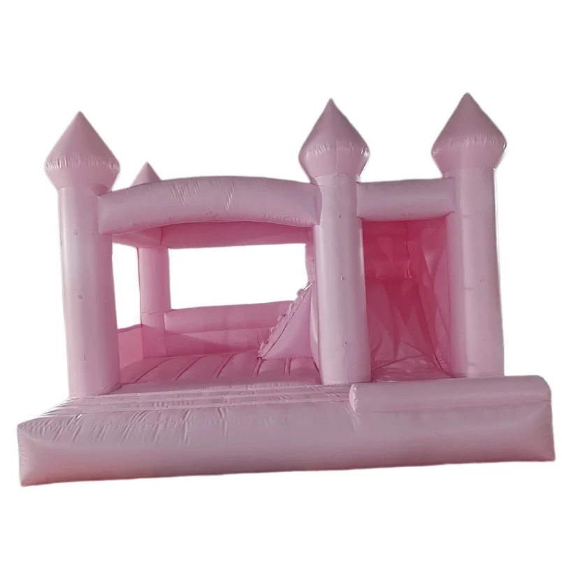 Custom order PVC inflatable white pink black wedding party moon bouncer jumping castle bounce house combo slide for sales