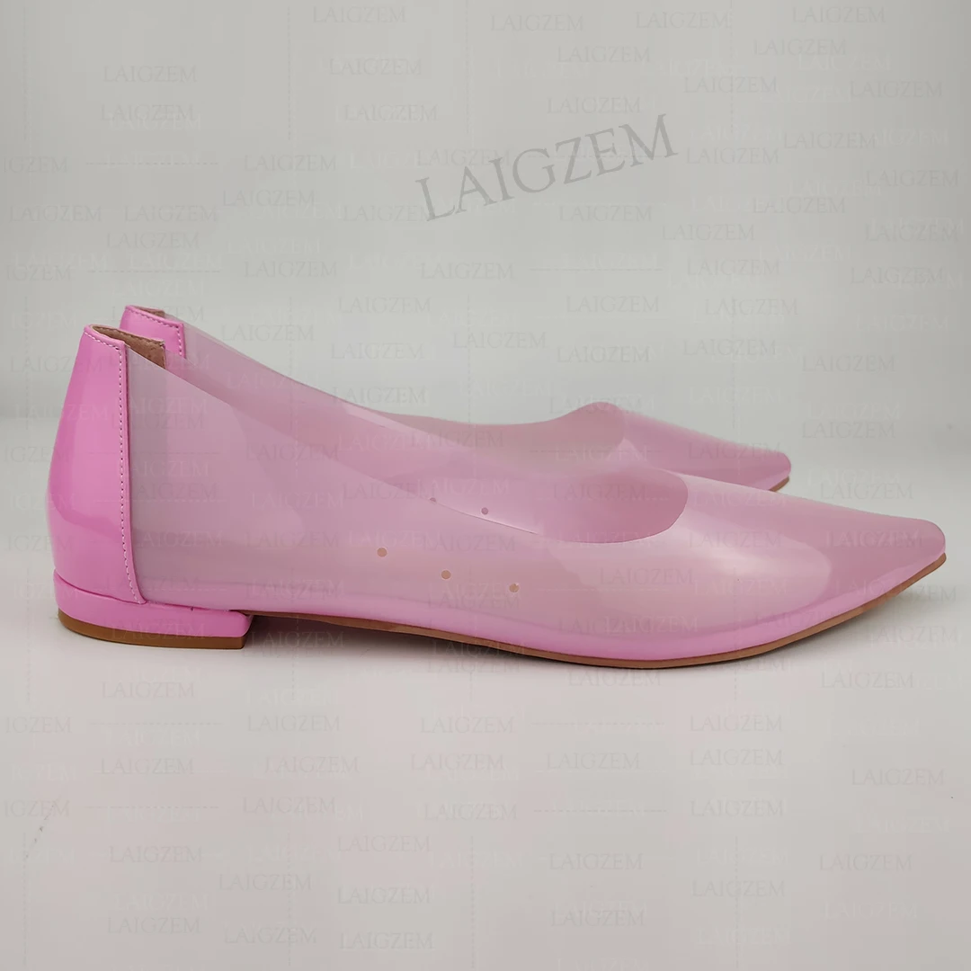 

ZHIMA Женские сандалии на блестящем + прозрачном ПВХ на плоской подошве Sandalia без шнуровки Женская обувь ручной работы Женская удобная обувь большого размера 39, 41 45, 47