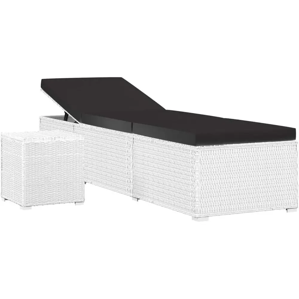 

Adjustable Side Rattan Lounger Set with Cushion & Tea Table - Durable Steel, Perfect for Poolside & Patio
