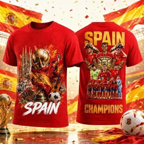 Spain Champions Jersey Football T-shirt Fans Gift 2026 Summer New Men Women Cotton Jersey T-shirt Street Wear Y2K Unisex T-shirt