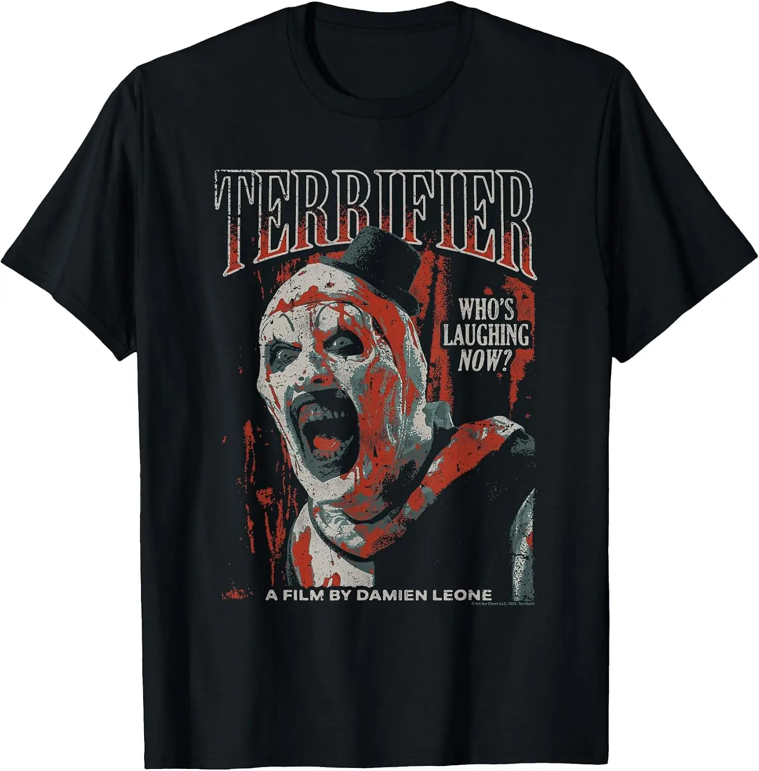 Distressed Art The Clown Red Tone Poster Horror T-Shirt Fashion Unisex Graphic Pattern T‑Shirt Casual Daily Wear Crew Neck Short Sleeve Soft Cotton Unique Design Tee Tops For Men Women.