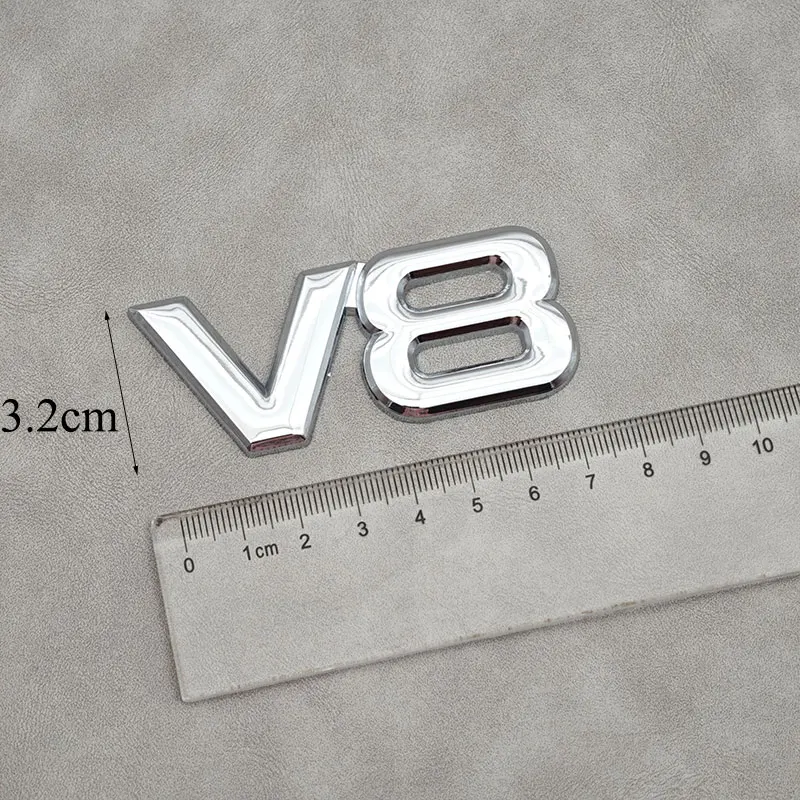 ثلاثية الأبعاد معدن كروم أسود V8 لاصق الشعار درابزين الجانب شعار السيارات الخلفي الجذع شارة لسيارة دراجة نارية SUV الملحقات