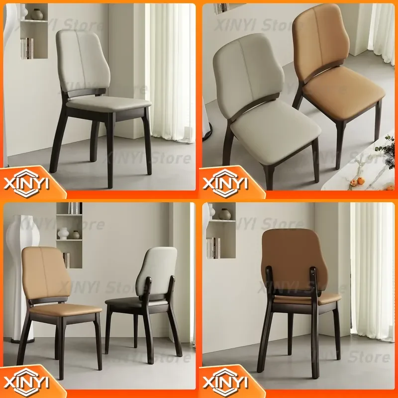 Solid Wood Dining Chair for Household Soft Bag Modern Simple Stool for Restaurant Hotel Back Chair Dining Chair Spot Free