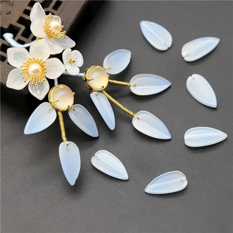 10pcs Leaf Shape Petal 19x10mm Lampwork Crystal Glass Loose Pendants Beads for Jewelry Making DIY Crafts Findings