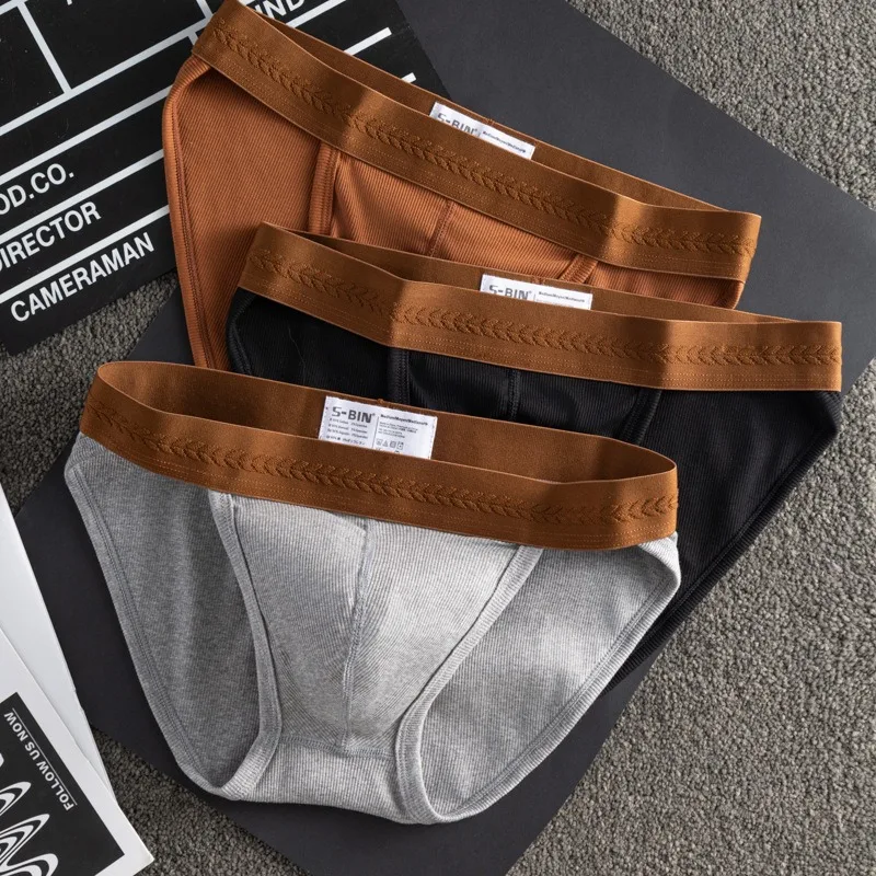 Men's underwear breathable trend high split briefs comfortable four-season youth pocket underpants slim trendy brand 242