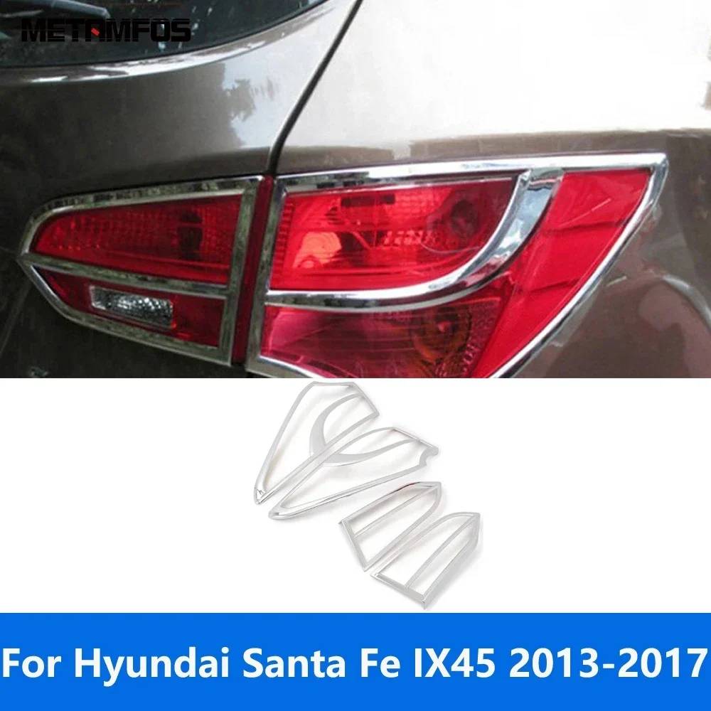 For Hyundai Santa Fe ix45 SUV 2013 2014 2015 2016 2017 Chrome Rear Light Lamp Cover Molding Trim Taillight Bezel Accessories