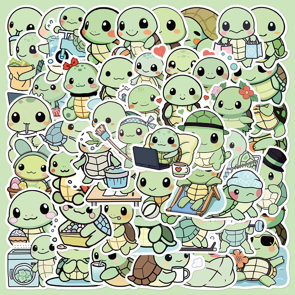 

10/30/50Pcs Cute Turtle Waterproof Graffiti Sticker Aesthetic Decorative Luggage Laptop Phone Guitar Scrapbook Kids Stickers