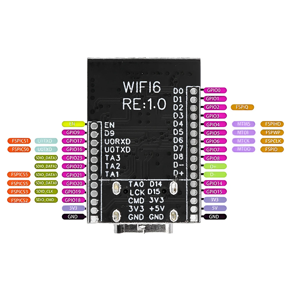 Type-C ESP32 C6 Development Board with Crystal Oscillator RGB LED 4MB FLASH Low Power RISC-V 32-Bit ESP32-C6 N4 BT Wifi Module