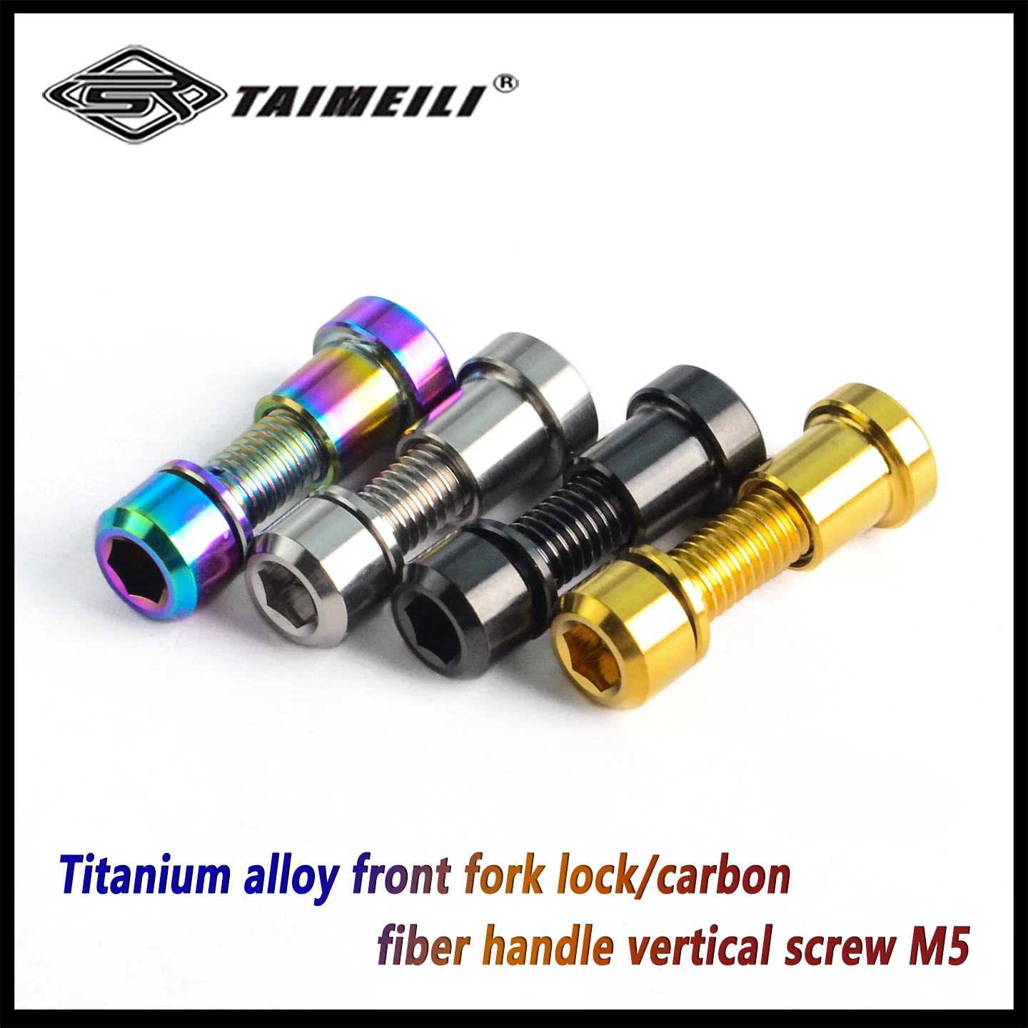 TAIMEILI Titanium Bolt Stud Bolt + Nut Ti Bolt Handlebar Front Fork Fixing Screw 2PCS for 3T Carbon Fiber M5X16mm/18mm/20mm