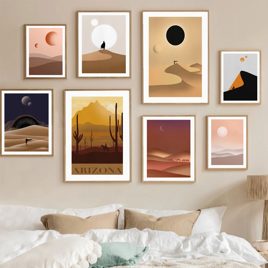 

Sci-Fi Dune Desert Planet Cactus Moon Nordic Abstract Wall Art Canvas Painting Posters And Prints Pictures For Living Room Decor