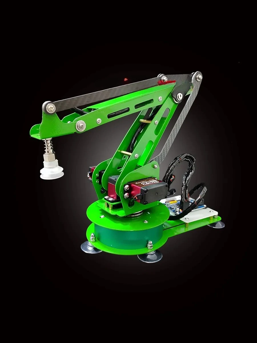 4 Dof Robot Arm Carbon Fiber Stainless Steel Servo Mechanical Arm for Arduino Programmable Robot Arm Support Suction Cup or Claw