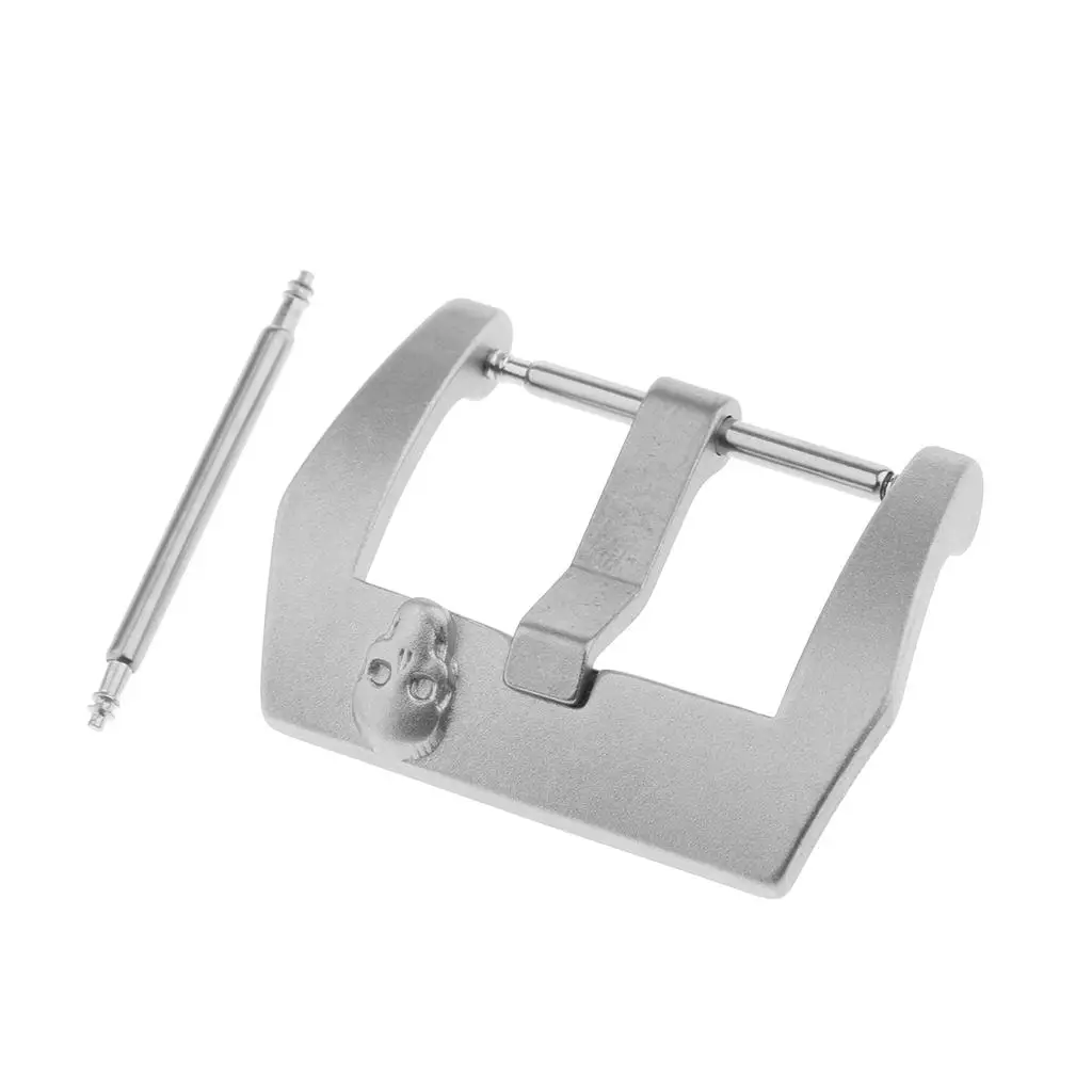 Matte Silver Watch Band Buckle Skeleton Skull Head Pin Buckle for 20mm 22mm 24mm Leather Rubber Strap