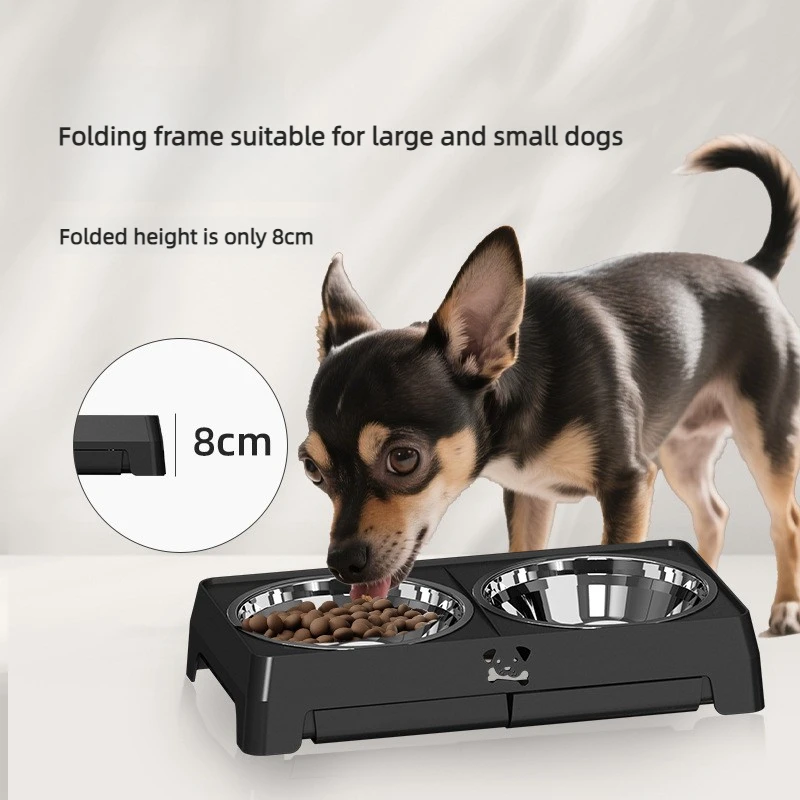 Adjustable Elevated Dog Bowls Raised Dog Feeder with 2 Stainless Steel Bowls Neck Protection Dog Food Water Bowl for Dogs