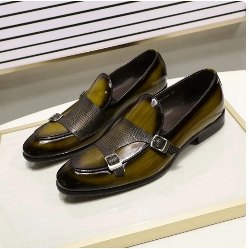 

Fashion Patent Leather Mens Wedding Dress Shoes Flat heel Loafers Male Oxfords Men Plus Size 38-46
