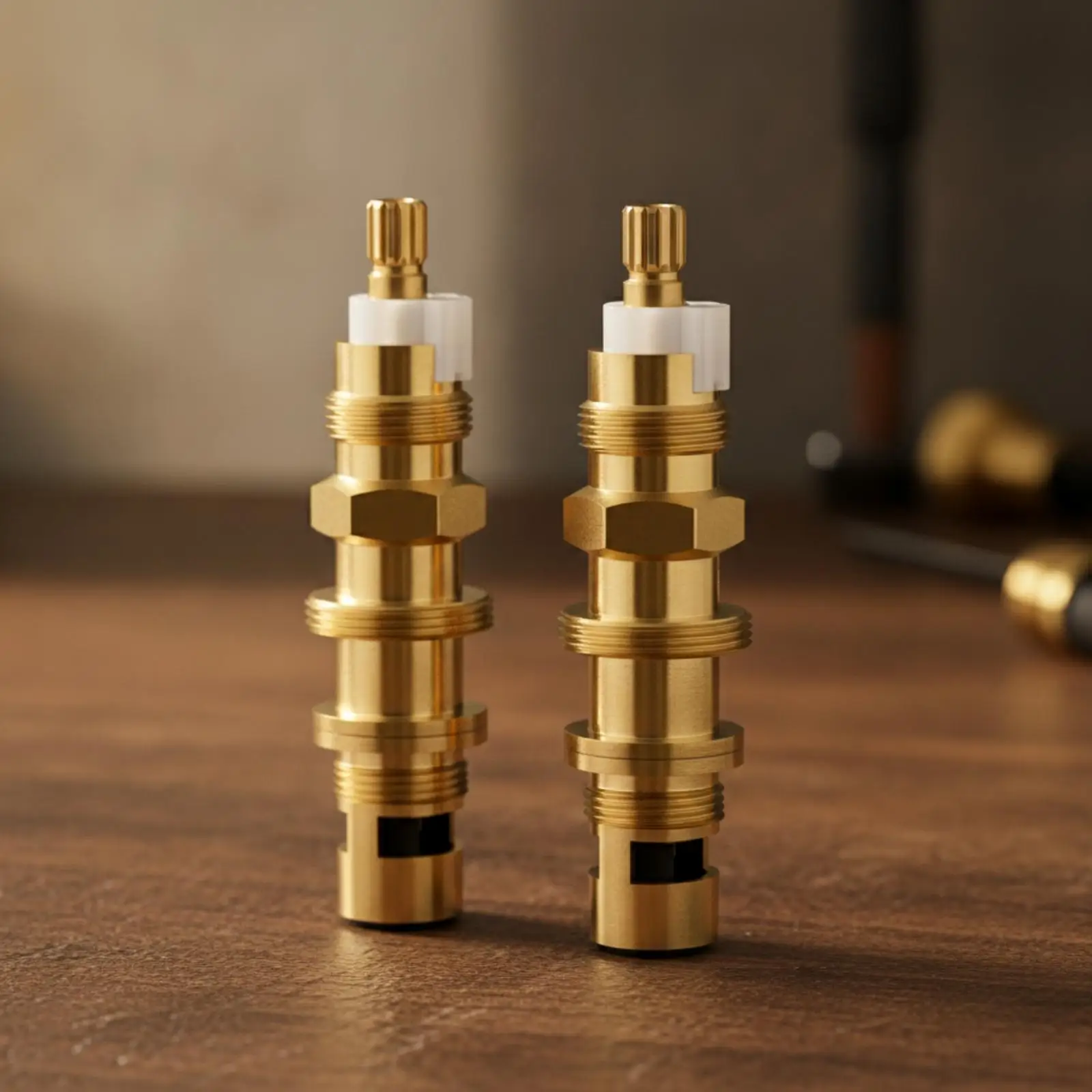 2 Piece Universal Shower Valve for Ceramic Disc Mixer Repair with Hexagonal Stem and Threaded Body