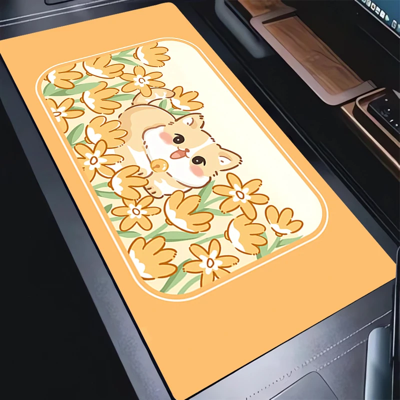 

Anime Cat Mouse Pad Flower Design Non-Slip Desk Mat Gaming Accessories Keyboard Pad Stitched Edges For Home And Gamer Mousepad