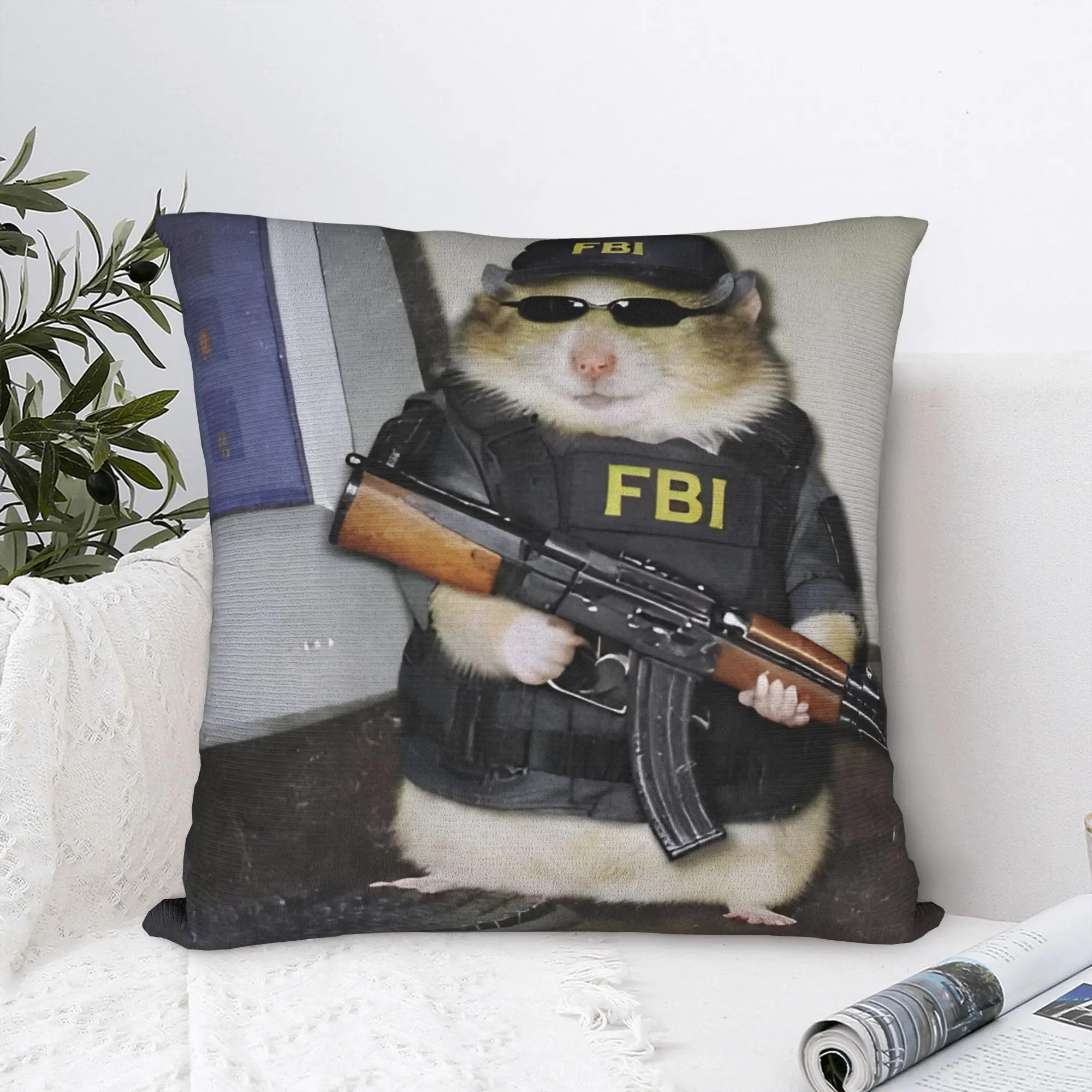 Soldiers Cyber Hamster Meme Pillowcase Polyester Cushion Cover Decoration  Throw Pillow Case Cover Car Drop Shipping 40X40cm