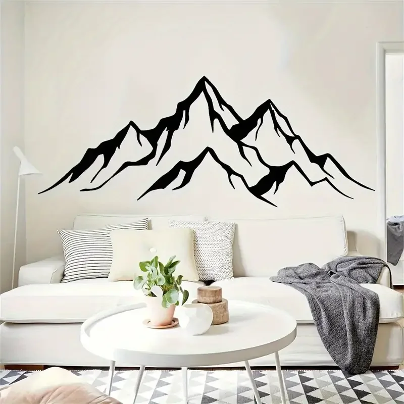 1pc Creative Vinyl Wall Sticker, Mountain Silhouette Print, Self-Adhesive Wall Sticker For Bedroom, Entryway, Living Room, Porch