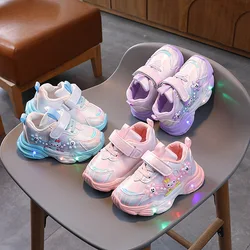 LED Lighted Kids Toddler Shoes Fashion Children Sports Shoes Mesh Breathable Girls Sneakers Infant Baby Walking Running Shoes