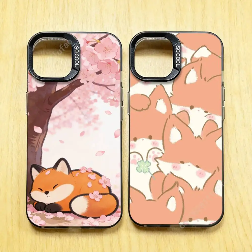 

Cute Cartoon Fox Phone Case for iPhone 17 16 15 14 13 12 11 Pro Plus Max Mini X XS Silicone Hard Cover